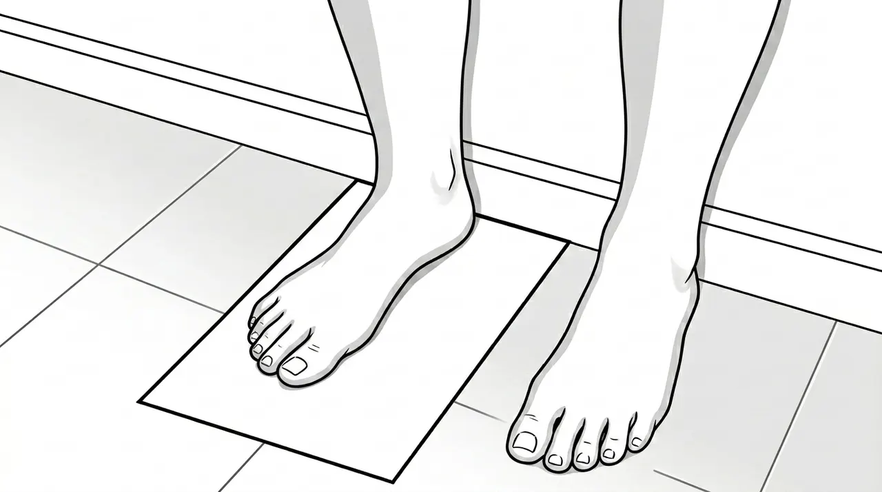 Length step 1: Place a sheet of paper against the wall. Stand on the paper with your heel against the wall.